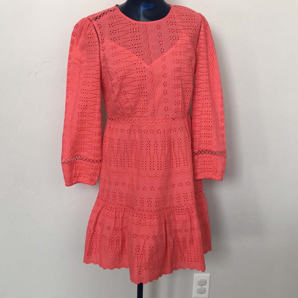 NWT J Crew coral eyelet dress